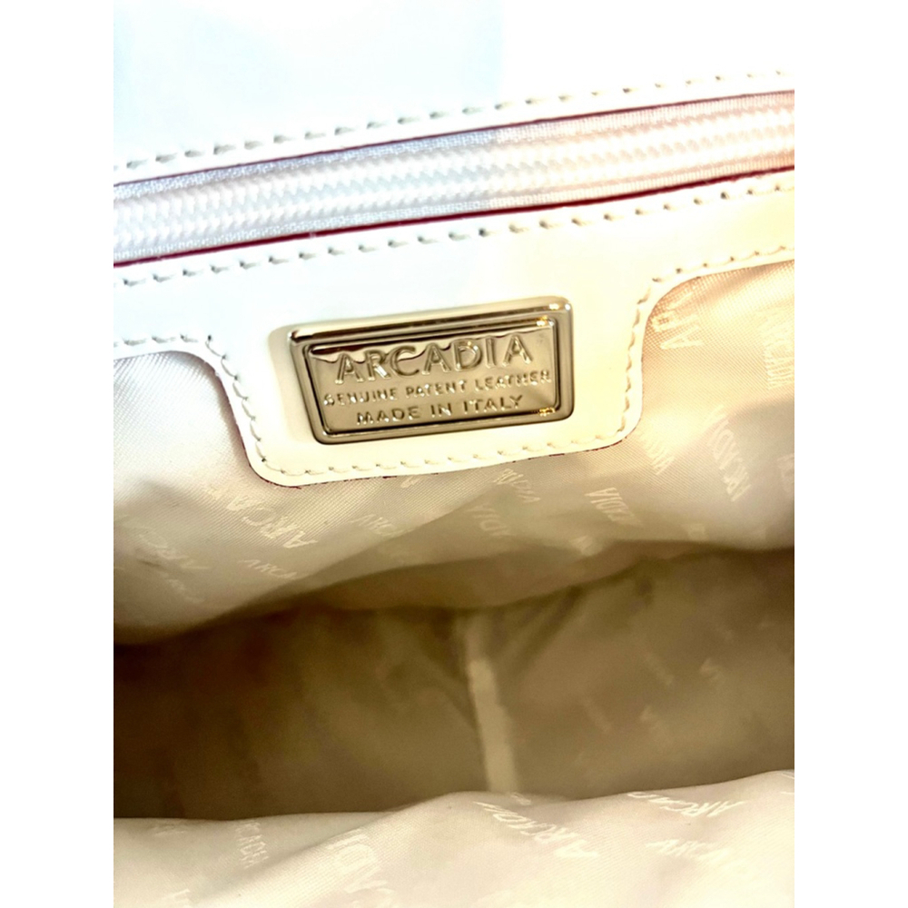 Arcadia White Patent Leather Crossbody Shoulder Bag Purse Large - Picture 9 of 12